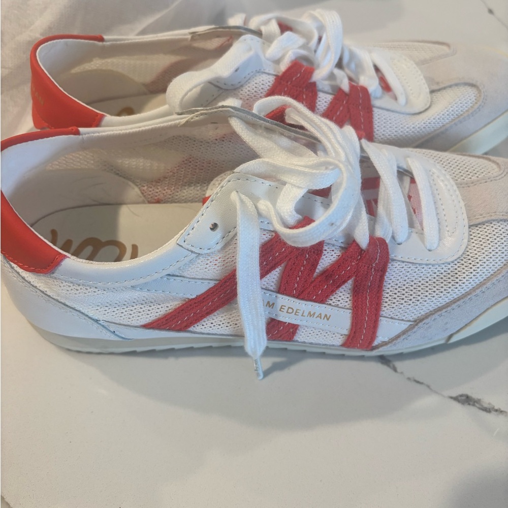Sam Edelman White and Orange Sneakers